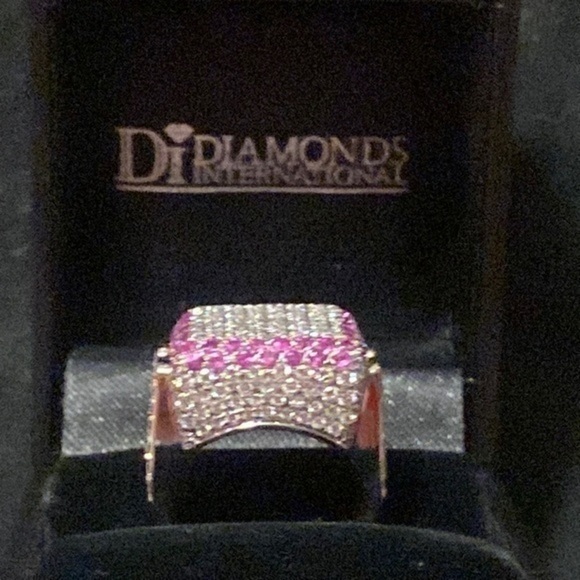 Magnificent 18kt white-Gold -Italian Gold With Diamonds and Pink Sapphire NEW - Picture 12 of 14